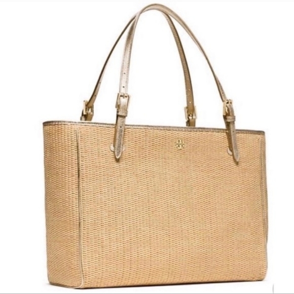 Tory Burch York Straw Small Buckle Tote - Picture 4 of 14